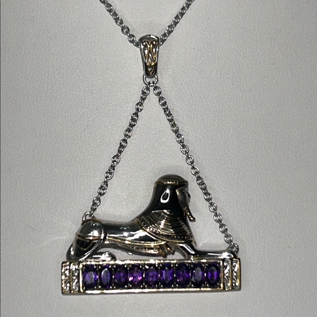 Nwt Gems En Vogue Genuine Amethyst Gemstone Sterling Silver Palladium Necklace